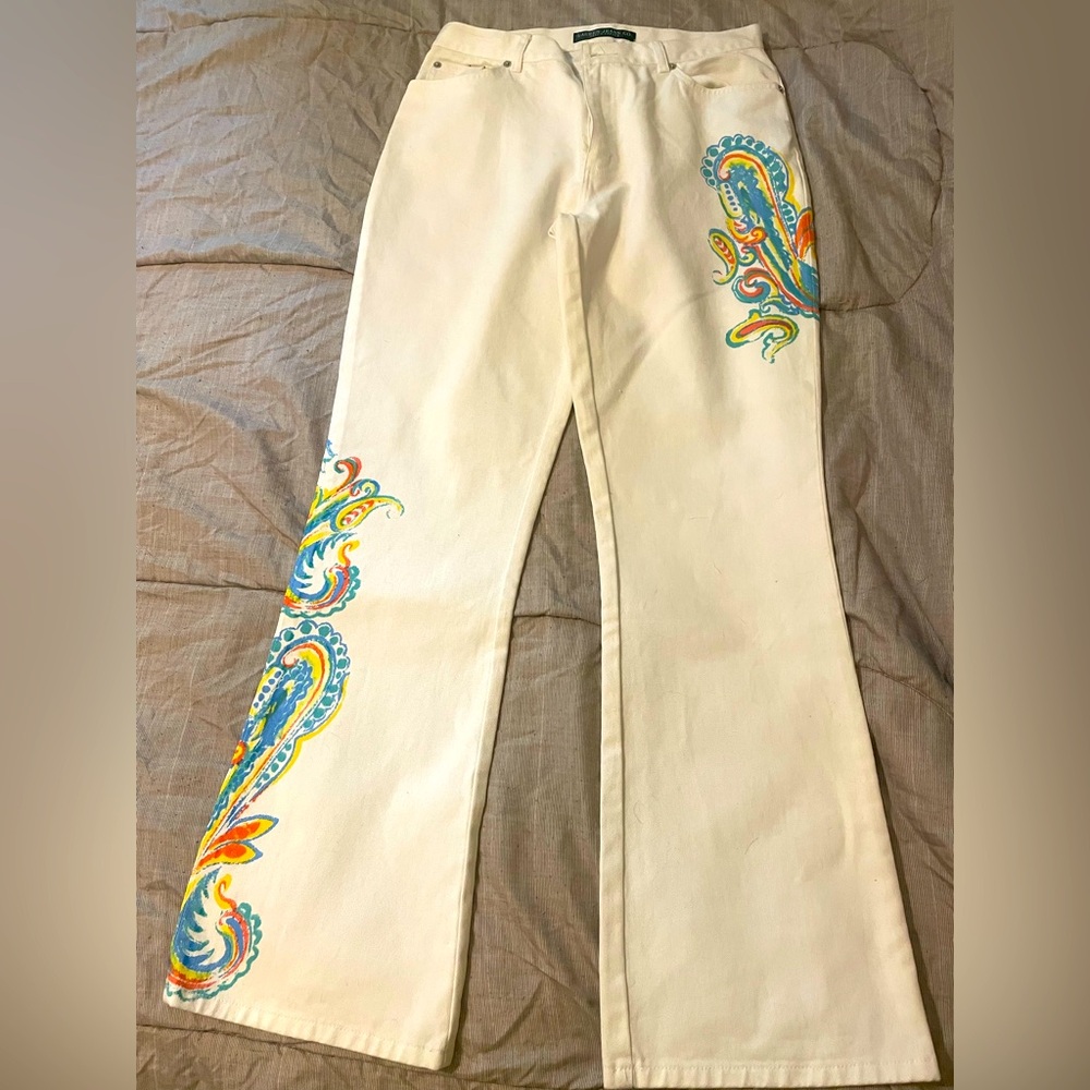 Colorful Paisley Embroidered Pants